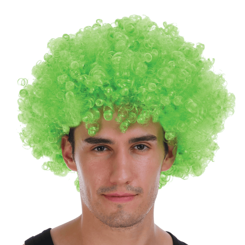 Mens DELUXE AFRO WIG Curly Hair Costume Party Fancy Disco 70s 80s Dress Up - Green