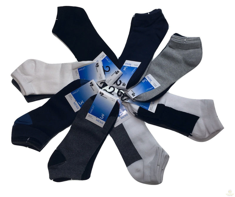 24x COTTON ANKLE SOCKS Sport Low Cut Mens Womens Running  BULK Anklet - Mixed Colour Pack - 2-8