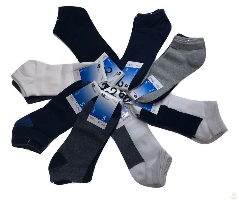 24x COTTON ANKLE SOCKS Sport Low Cut Mens Womens Running  BULK Anklet - Mixed Colour Pack - 2-8