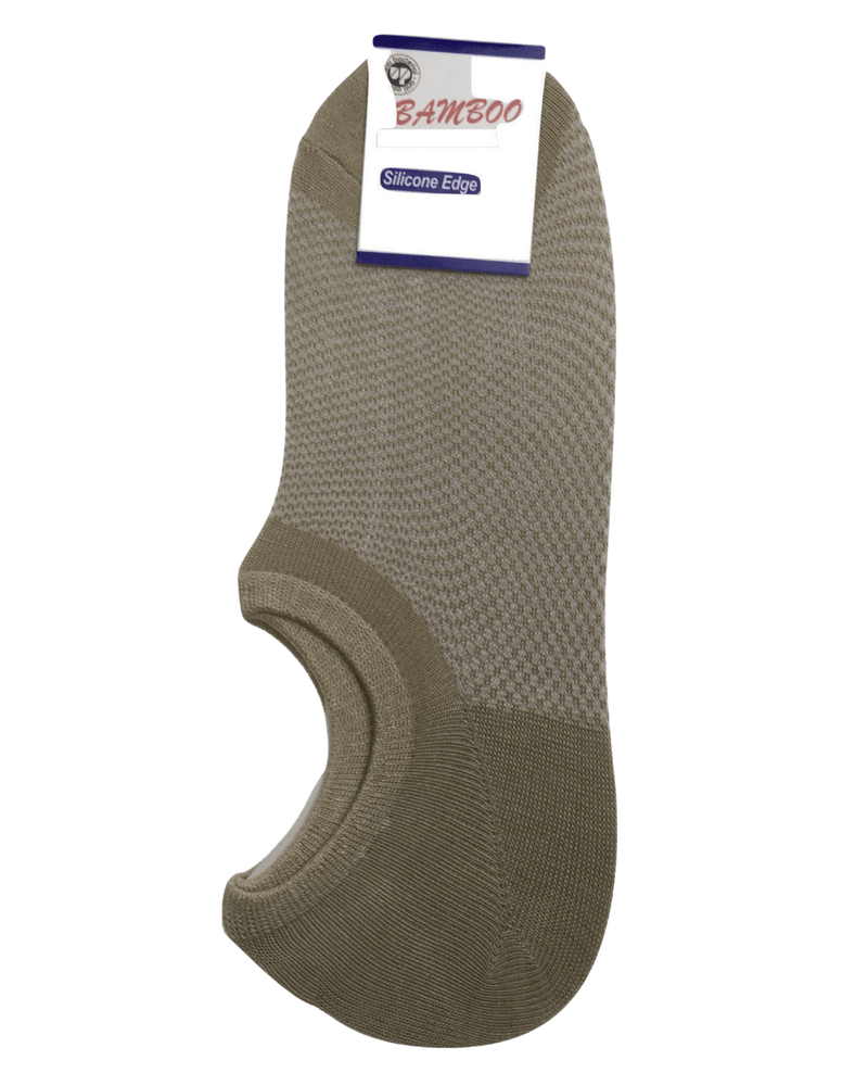 1 Pair NO SHOW BAMBOO SOCKS Non Slip Heel Grip Low Cut Invisible Footlet - Beige - 11-14