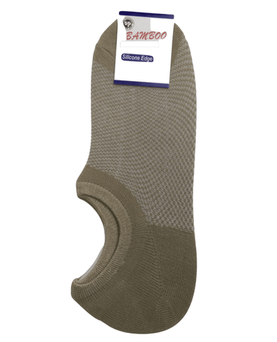 1 Pair NO SHOW BAMBOO SOCKS Non Slip Heel Grip Low Cut Invisible Footlet - Beige - 11-14