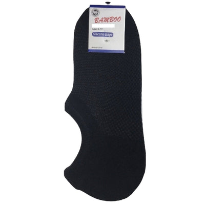 1 Pair NO SHOW BAMBOO SOCKS Non Slip Heel Grip Low Cut Invisible Footlet - Black - 2-8