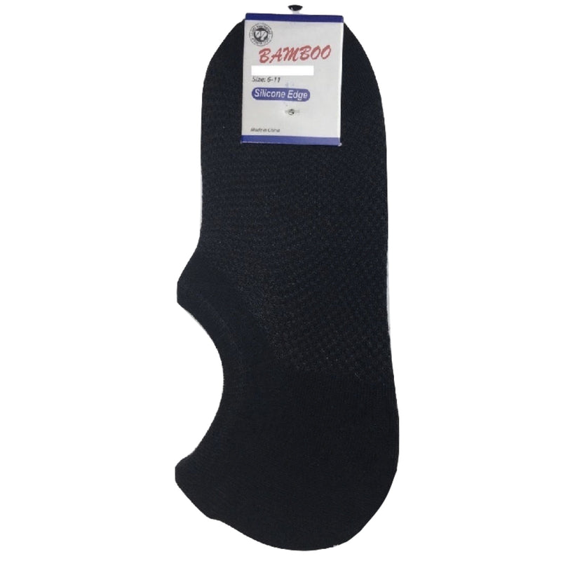 1 Pair NO SHOW BAMBOO SOCKS Non Slip Heel Grip Low Cut Invisible Footlet - Black - 6-11