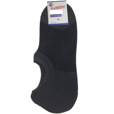 1 Pair NO SHOW BAMBOO SOCKS Non Slip Heel Grip Low Cut Invisible Footlet - Charcoal - 2-8