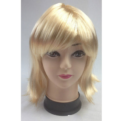 Bob Wig Costume Short Straight Fringe Cosplay Party Full Hair Womens Fancy Dress - Blonde