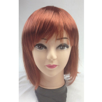 Bob Wig Costume Short Straight Fringe Cosplay Party Full Hair Womens Fancy Dress - Bronze