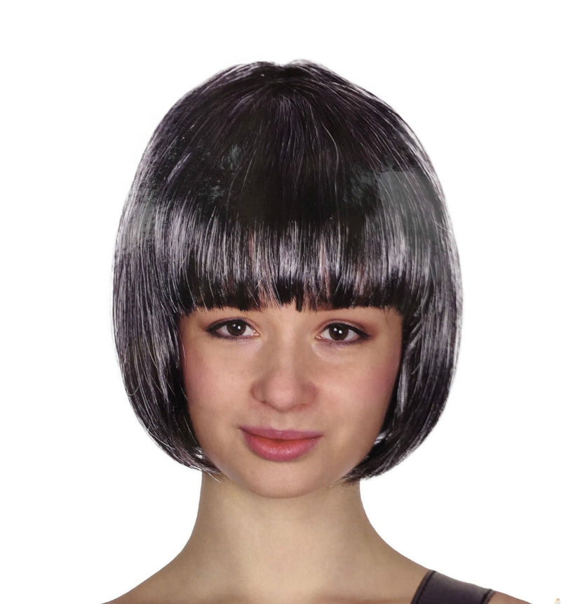 Bob Wig Costume Short Straight Fringe Cosplay Party Full Hair Womens Fancy Dress - Grey