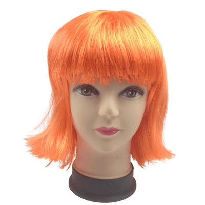 Bob Wig Costume Short Straight Fringe Cosplay Party Full Hair Womens Fancy Dress - Orange