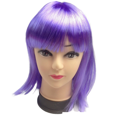 Bob Wig Costume Short Straight Fringe Cosplay Party Full Hair Womens Fancy Dress - Purple