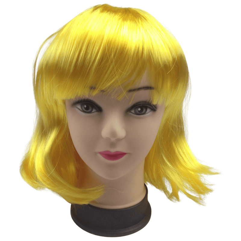 Bob Wig Costume Short Straight Fringe Cosplay Party Full Hair Womens Fancy Dress - Yellow