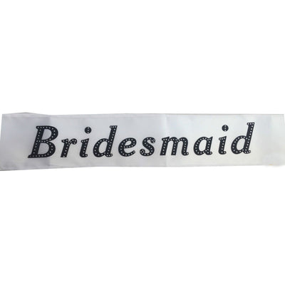 HEN'S NIGHT SASH Party Girls Wedding Bridesmaid Bridal Bride To Be Satin Sashes - Bridesmaid (White)