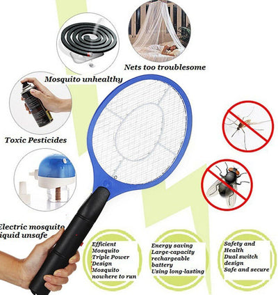 3x BUG ZAPPER RACKET Fly Mosquito Pest Swatter Net Racquet Electric Insect Killer