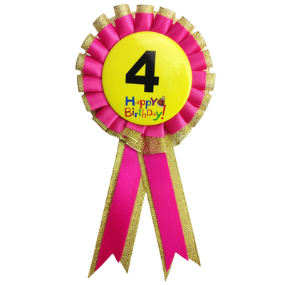 BIRTHDAY BADGE Party Favour Award Rosette Fancy Dress Girls Boys Childrens Kids -