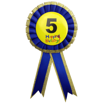 BIRTHDAY BADGE Party Favour Award Rosette Fancy Dress Girls Boys Childrens Kids -