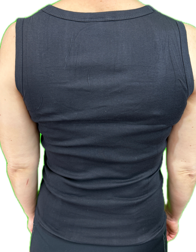 Ladies Sleeveless Singlet Top Womens Summer Basic Tank Shirt Lace Motif Front - Black - 18-20