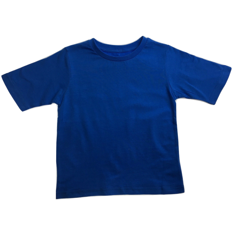 KIDS PLAIN T SHIRT Childrens Child 100% COTTON Boys Girls Basic Blank Tee Top - Bright Blue - 4