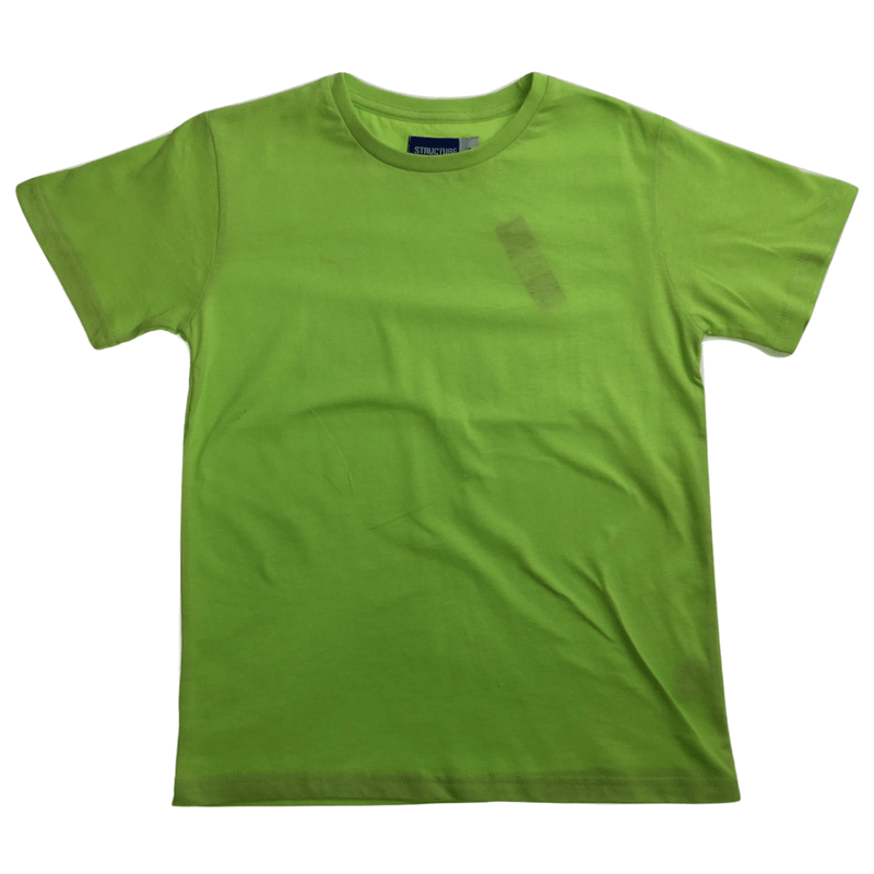 KIDS PLAIN T SHIRT Childrens Child 100% COTTON Boys Girls Basic Blank Tee Top - Lime - 12