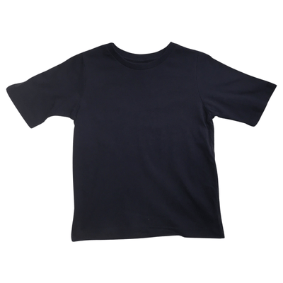 KIDS PLAIN T SHIRT Childrens Child 100% COTTON Boys Girls Basic Blank Tee Top - Navy - 7