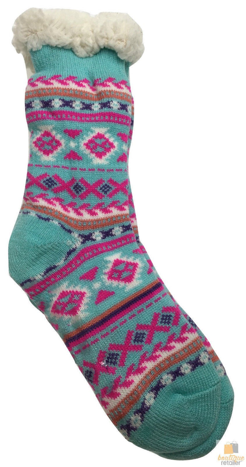 1 Pair Ladies Thick Fur Bed Socks Womens Soft Work Fluffy Slipper Non Slip - One Size