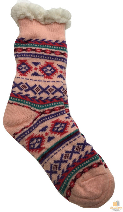 1 Pair Ladies Thick Fur Bed Socks Womens Soft Work Fluffy Slipper Non Slip - One Size