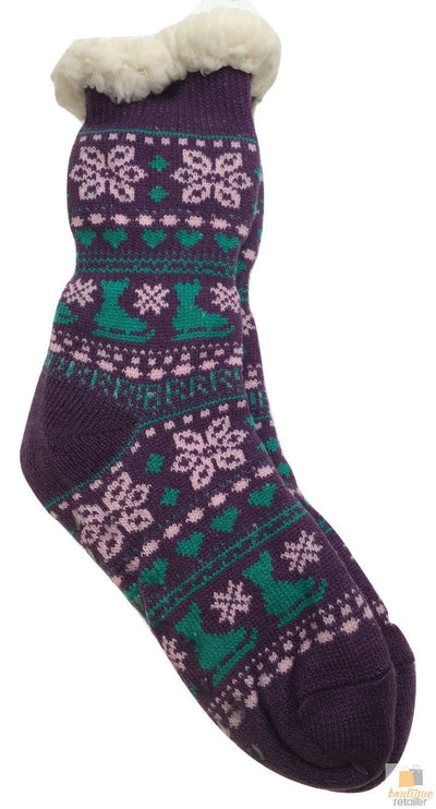 1 Pair Ladies Thick Fur Bed Socks Womens Soft Work Fluffy Slipper Non Slip - One Size