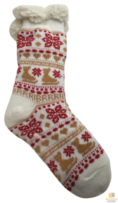 1 Pair Ladies Thick Fur Bed Socks Womens Soft Work Fluffy Slipper Non Slip - One Size