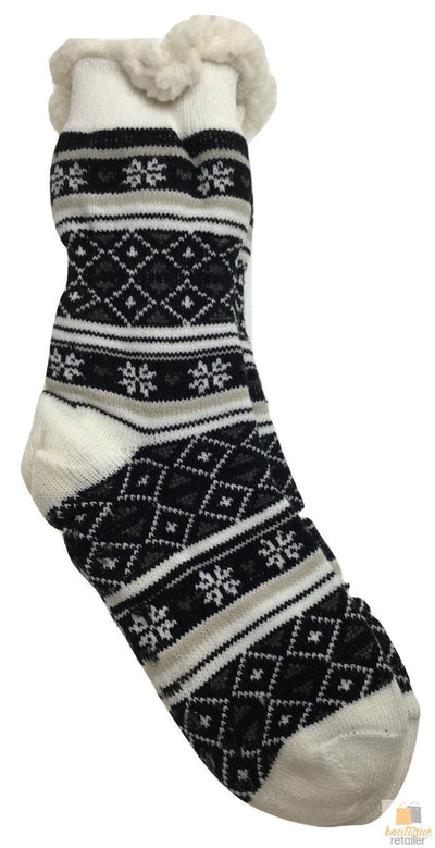 1 Pair Ladies Thick Fur Bed Socks Womens Soft Work Fluffy Slipper Non Slip - One Size