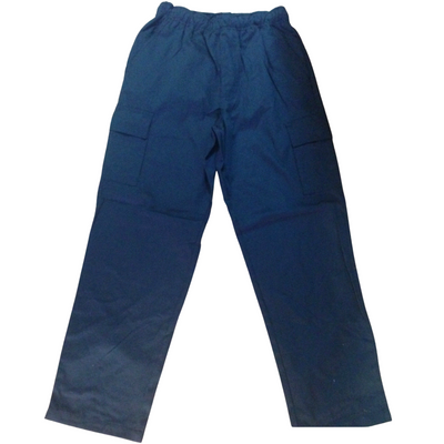 Mens CARGO PANTS Trousers Elastic Waist 100% COTTON Army Military PLAIN Casual - Navy - S