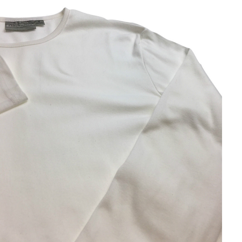 Mens 100% COTTON PLAIN LONG SLEEVE TOP Basic T Shirt Tee Slim Fitted Style - White - XL
