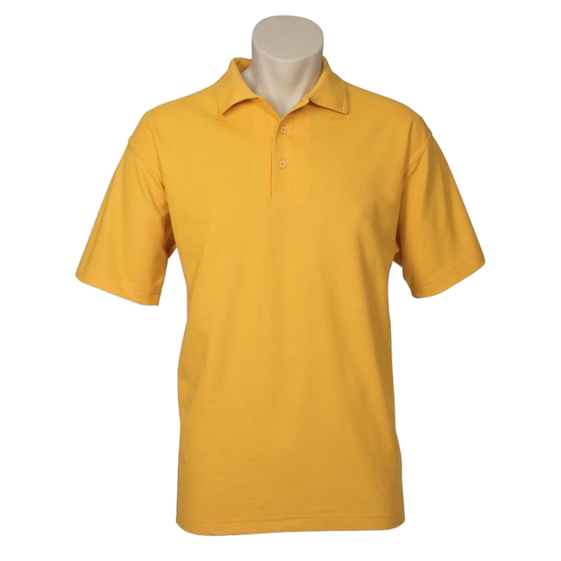 Mens Polo Top Shirt Plain Casual Short Sleeve Knit Basic T-Shirt - Yellow - 3XL