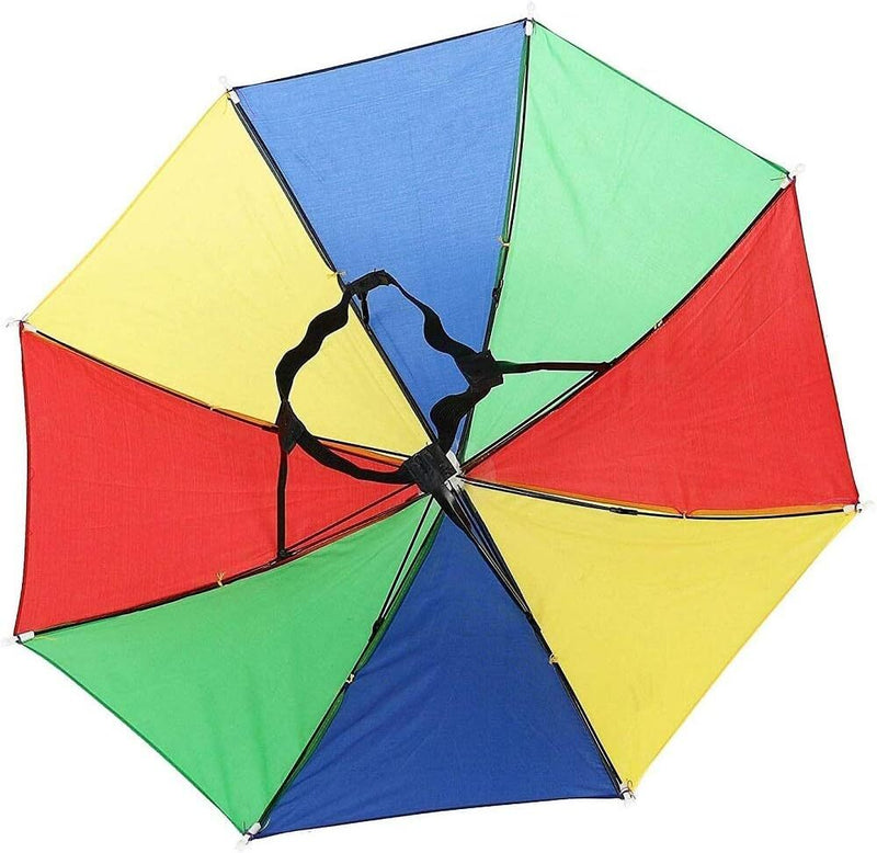 RAINBOW UMBRELLA HAT Rain Novelty Cap Costume Outdoor Camping Beach Fishing