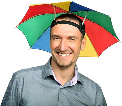 RAINBOW UMBRELLA HAT Rain Novelty Cap Costume Outdoor Camping Beach Fishing