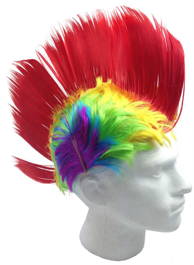 Rainbow MOHAWK WIG 70s 80s Rock Punk Hair Costume Mohican Rooster Wig Fancy