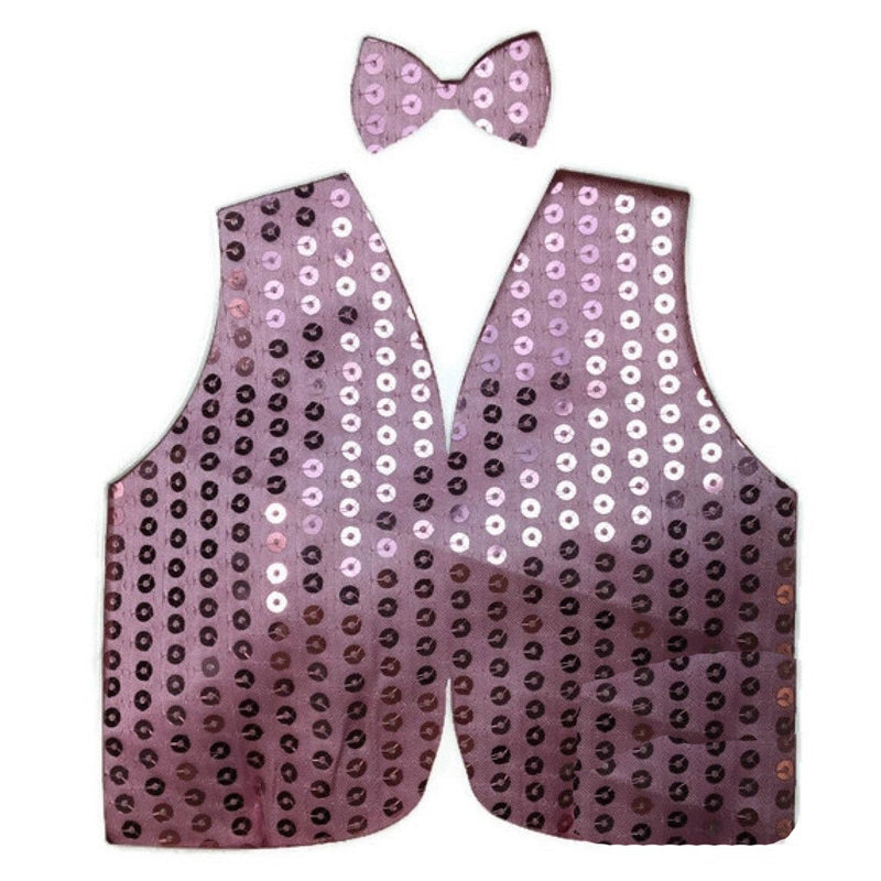 Mens SEQUIN VEST Dance Costume Party Coat Disco Accessory Sparkle Waistcoat - Light Pink