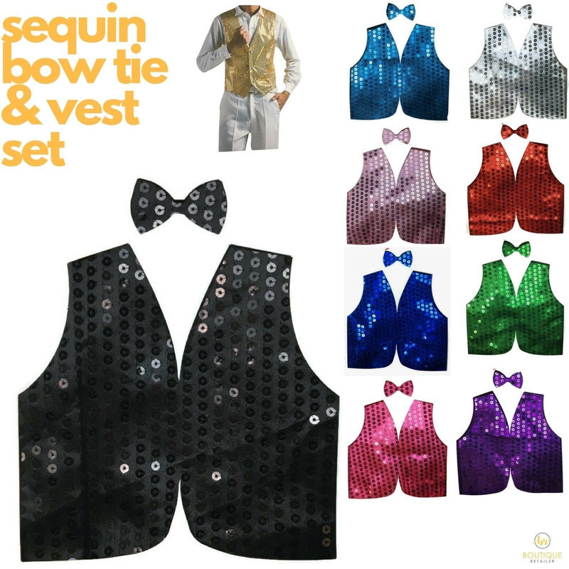 Mens SEQUIN VEST Dance Costume Party Coat Disco Accessory Sparkle Waistcoat - Light Pink