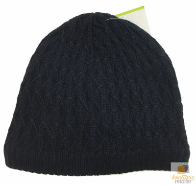 Wool Insulated Patterned Beanie Ski Thermal Insulation Hat Knit Wool - Navy