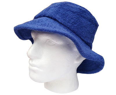 Terry Towelling BUCKET HAT Daggy Fishing Camping Lad Cap Retro  100% COTTON - Blue - Small