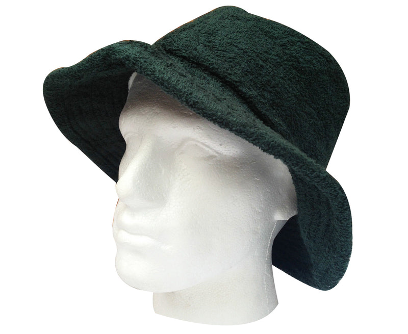 Terry Towelling BUCKET HAT Daggy Fishing Camping Lad Cap Retro  100% COTTON - Bottle Green - XXL