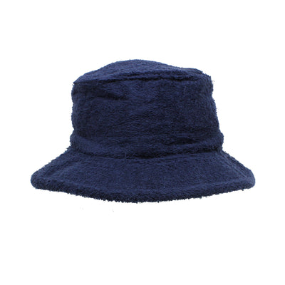 Terry Towelling BUCKET HAT Daggy Fishing Camping Lad Cap Retro  100% COTTON - Navy - Small