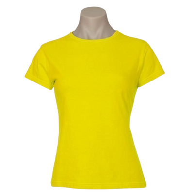 Womens Plain Ladies T SHIRT 100% COTTON Basic Tee Casual Top Size 6-24 T-Shirt - Yellow - 8