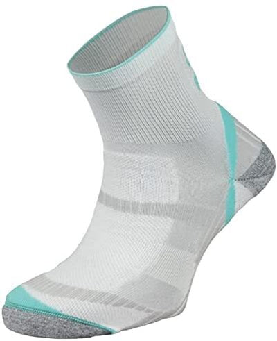 BRBL Atlas Socks Hiking Trekking Trail Run Outdoor Camping MADE IN ITALY Crew - White/Aqua - S
