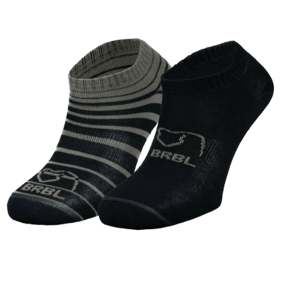 2pk BRBL Baloo Ankle Socks Low Cut MADE IN ITALY  - Dark Grey/Mid Grey - L