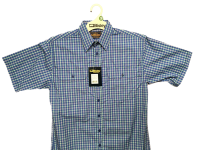 BISLEY SHORT SLEEVE SHIRT Everyday Casual Business Work Cotton Blend Check - BS2573_CAMO (AMO) - S