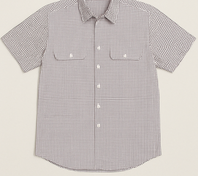 Bisley Mens Short Sleeve Check Shirt Checkered Cotton Blend Casual Business Work - Burgundy - L