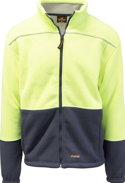 HI VIS Polar Fleece Sherpa Jacket Full Zip Thick Lined  Winter Safety Jumper - Yellow - M
