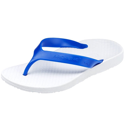 ARCHLINE Flip Flops Orthotic Thongs Arch Support Shoes Footwear - White/Blue - EUR 47