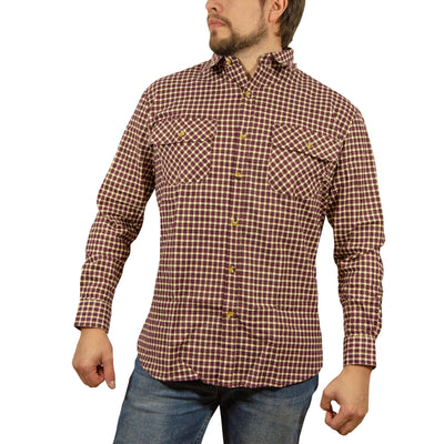 Mens Button up Flannelette Shirt Check 100% Cotton Flannel Vintage - XL
