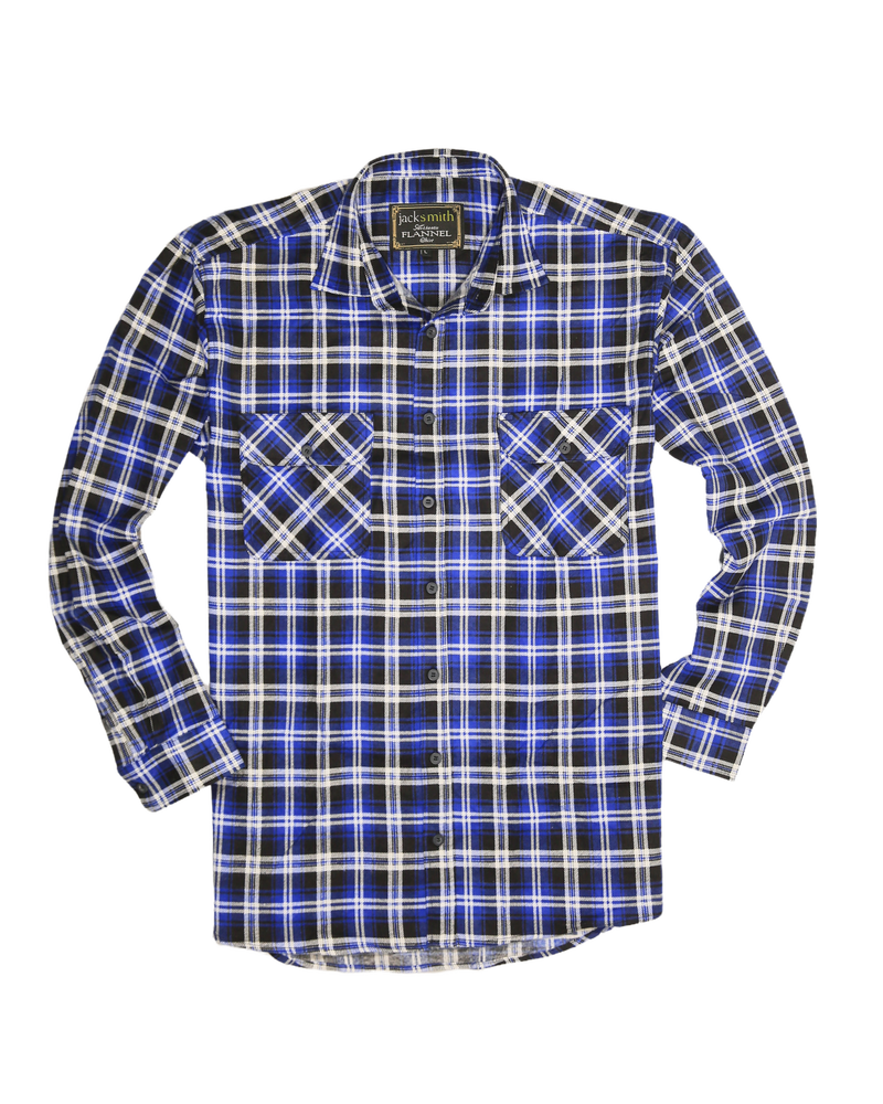 Mens 100% Cotton Flannelette Shirt Long Sleeve Check Authentic Flannel - Denim - XXL
