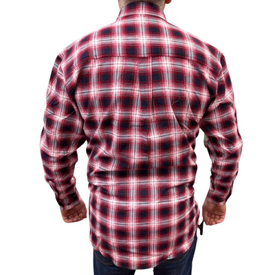 Mens Flannelette Long Sleeve Pullover Shirt 100% Cotton Flannel - Half Placket - Red/Black - 8XL