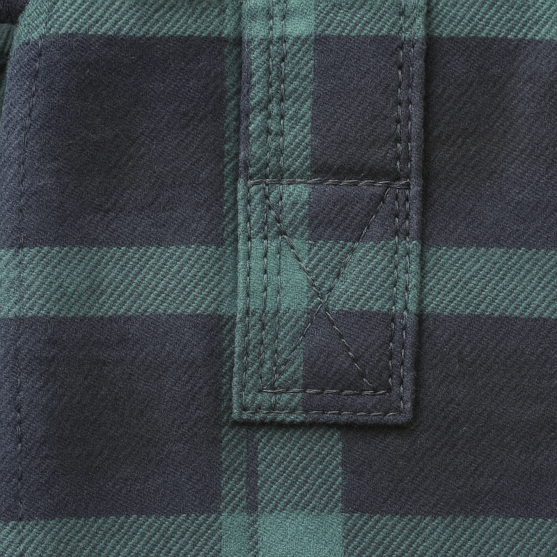 Mens Flannelette Long Sleeve Pullover Shirt 100% Cotton Flannel - Half Placket - Green/Navy - 3XL